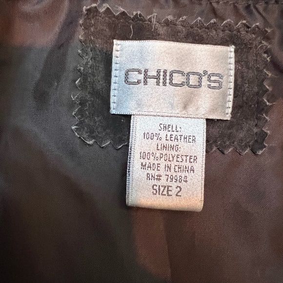 Chico’s women’s suede brown open front ruffle jacket EXCELLENT - Picture 5 of 10